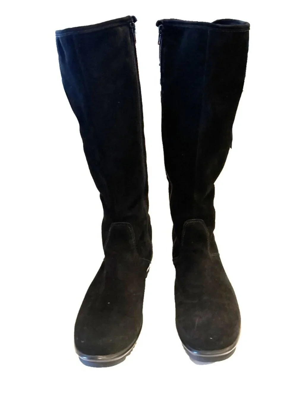 La Canadienne Women's Black Suede Knee High Double Buckle Riding Boots Size 11